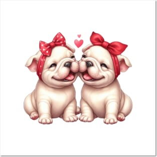 Valentine Bulldog Couple Posters and Art